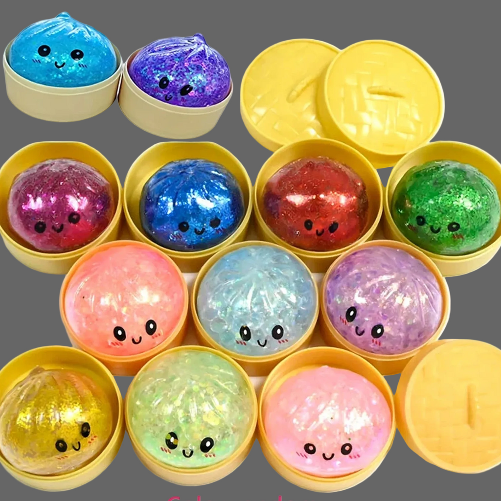 Squishy Glitter Ravioli Stress Ball - Shimmering Bead Sensory Toy