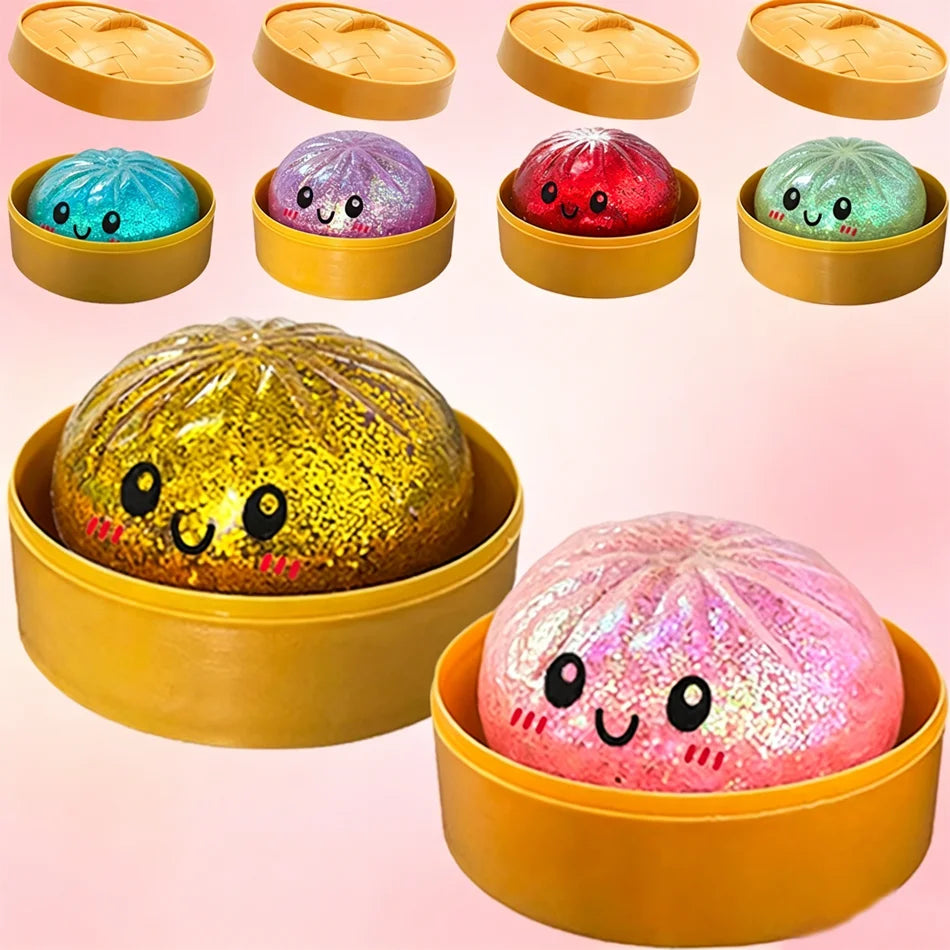 Blind Box Glitter Ravioli Squishy - 6 Surprise Anti-Stress Models with Box