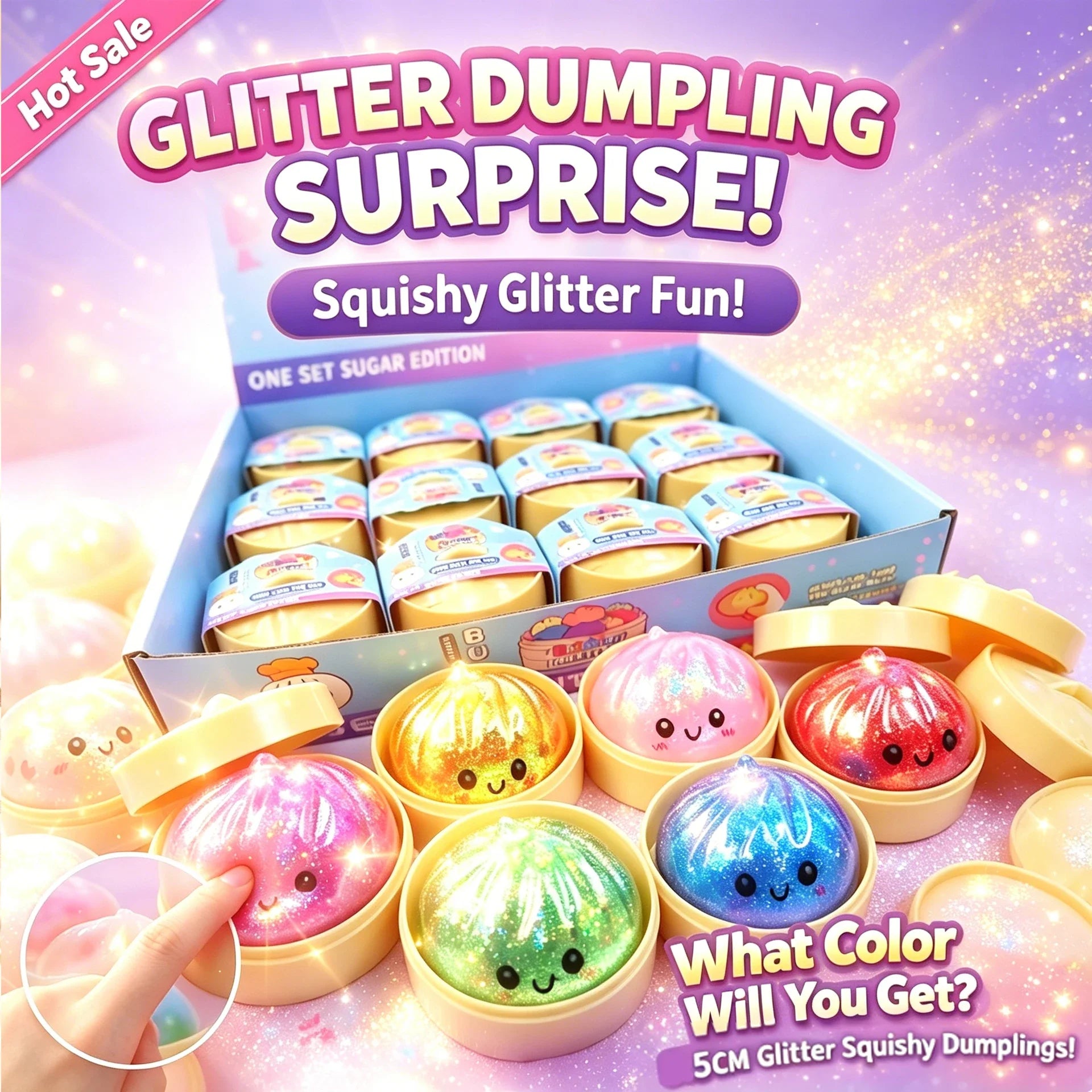 Squishy Glitter Ravioli Stress Ball - Shimmering Bead Sensory Toy