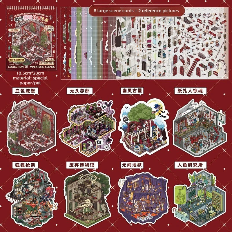 Stickers 3D Scènes Kawaii – 40 Autocollants DIY Scrapbooking