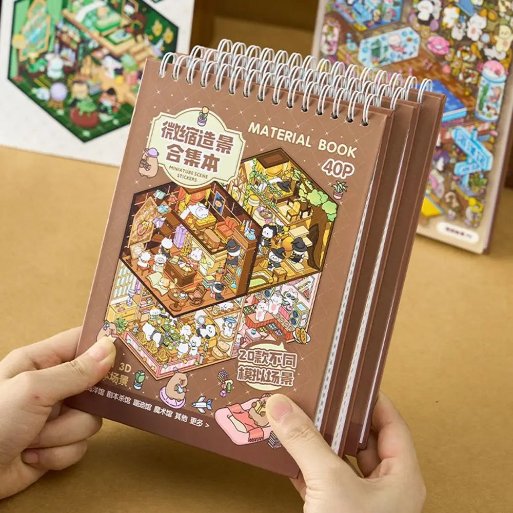 Livre d’autocollants 3D Scène Cabane – Crée ton univers miniature