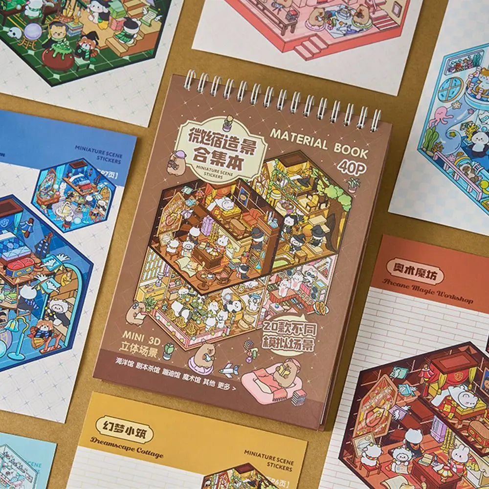 Livre d’autocollants 3D Scène Cabane – Crée ton univers miniature
