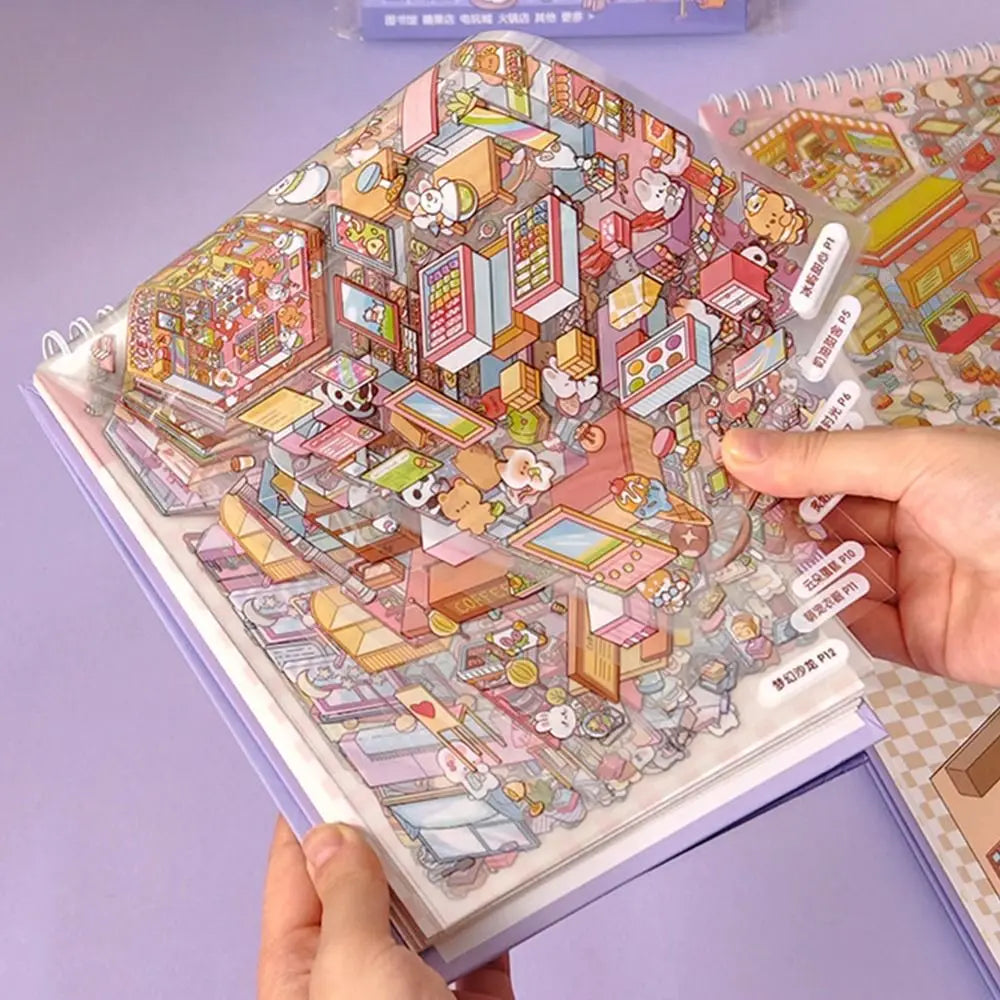 Livre d’autocollants 3D Scène Cabane – Crée ton univers miniature