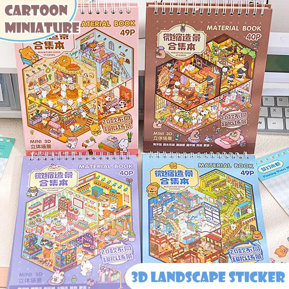 Livre d’autocollants 3D Scène Cabane – Crée ton univers miniature