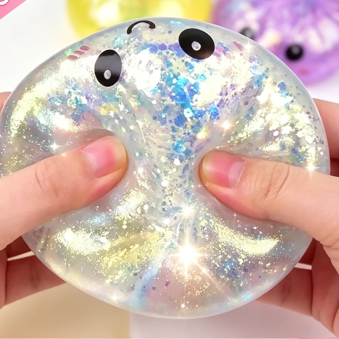 Squishy Ravioli Pailleté Anti-Stress – Jouet Sensoriel à Perles Scintillantes