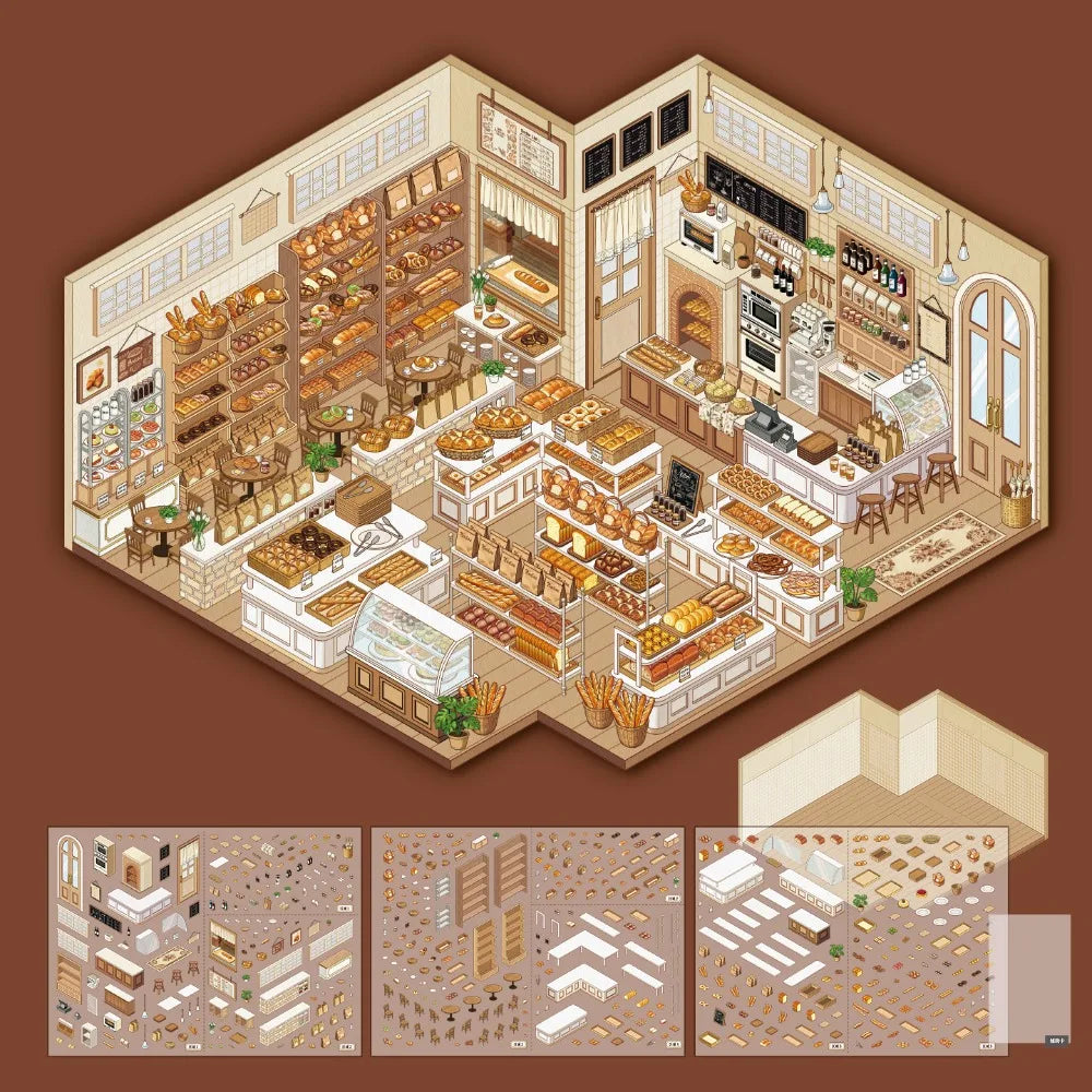 Livre d’autocollants 3D Scène Cabane – Crée ton univers miniature